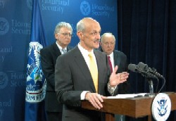 Secretary Michael Chertoff, Under Secretary Robert Joseph, and Ambassador Linton Brooks.